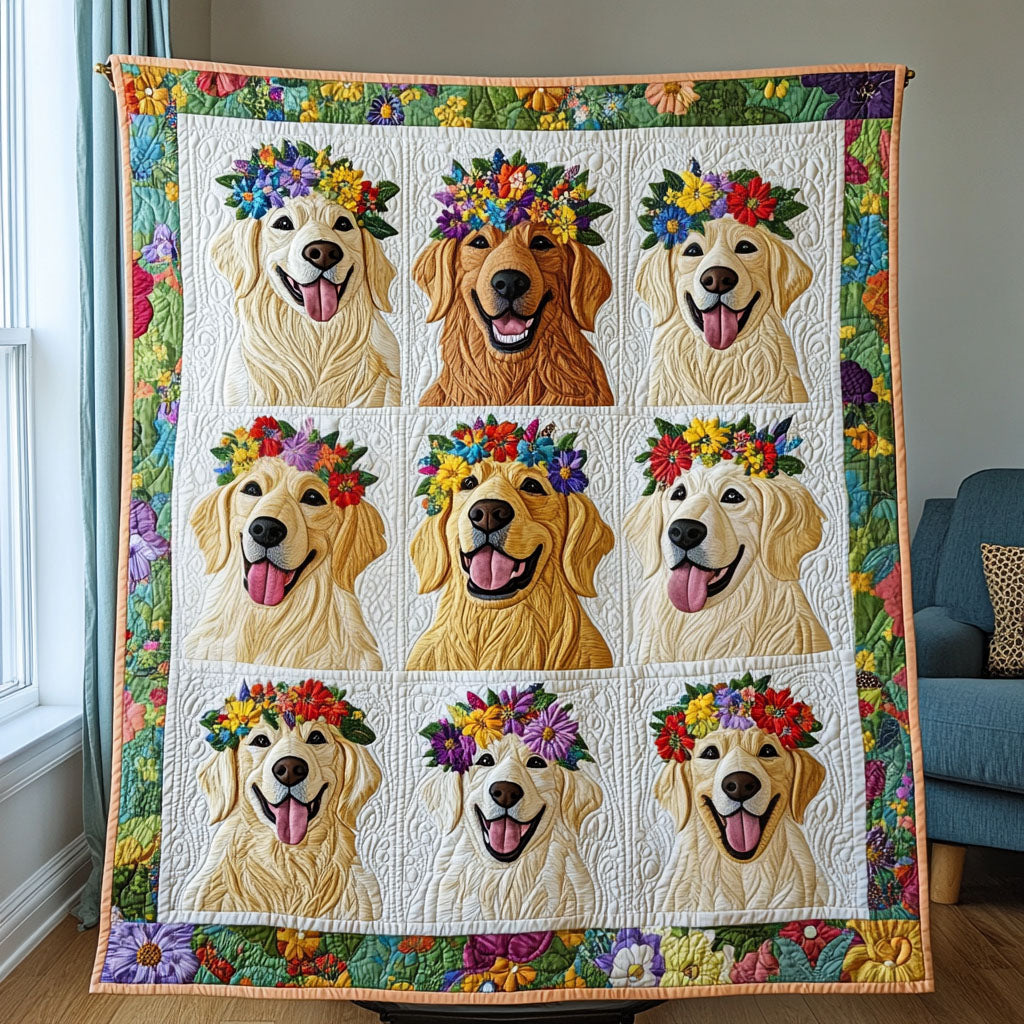 Golden Bloom Quilted Blanket Best Gifts For Dog Owners