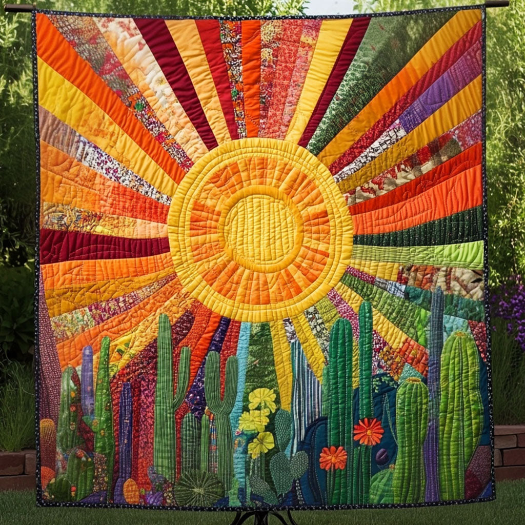Golden Bloom Quilted Blanket Nice Throw Blanket Cactus Birthday Gift