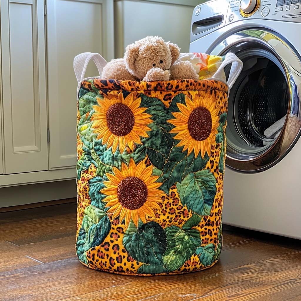 Golden Bloom Quilted Laundry Basket Valentine's Day Merch Gift