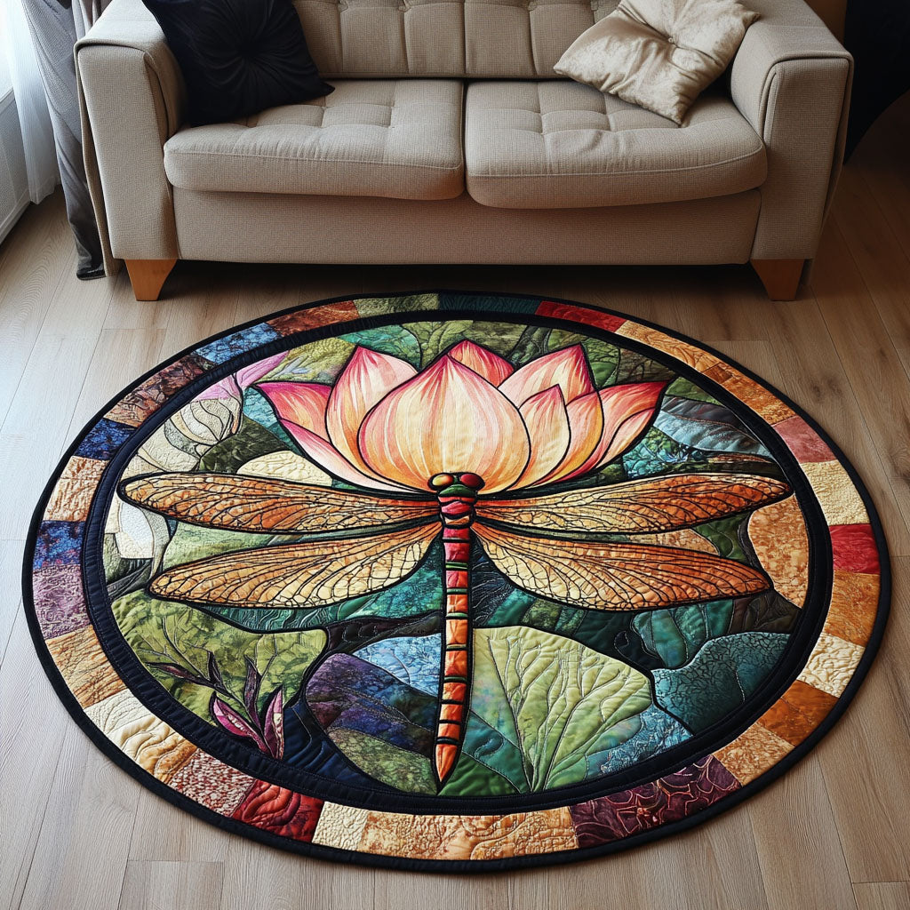 Golden Bloom Quilted Round Mat Foyer Decor Ideas Dragonfly Gifts For Her