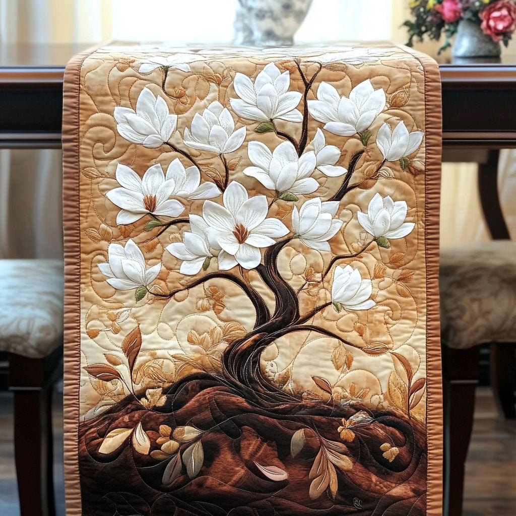 Golden Bloom Quilted Table Runner Dining Room Table Decor Ideas Gifts For Flower Enthusiasts