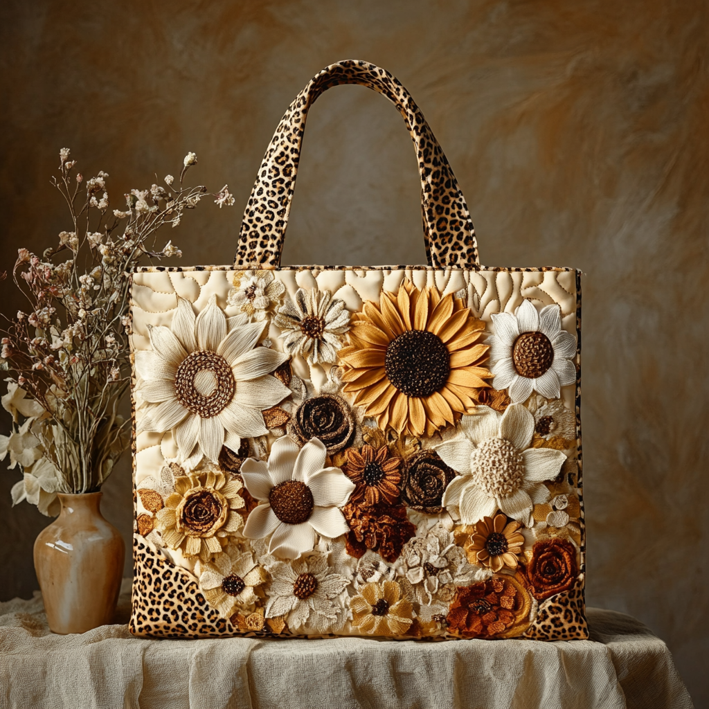 Golden Bloom Quilted Tote Bag Gifts For Sunflower Lovers