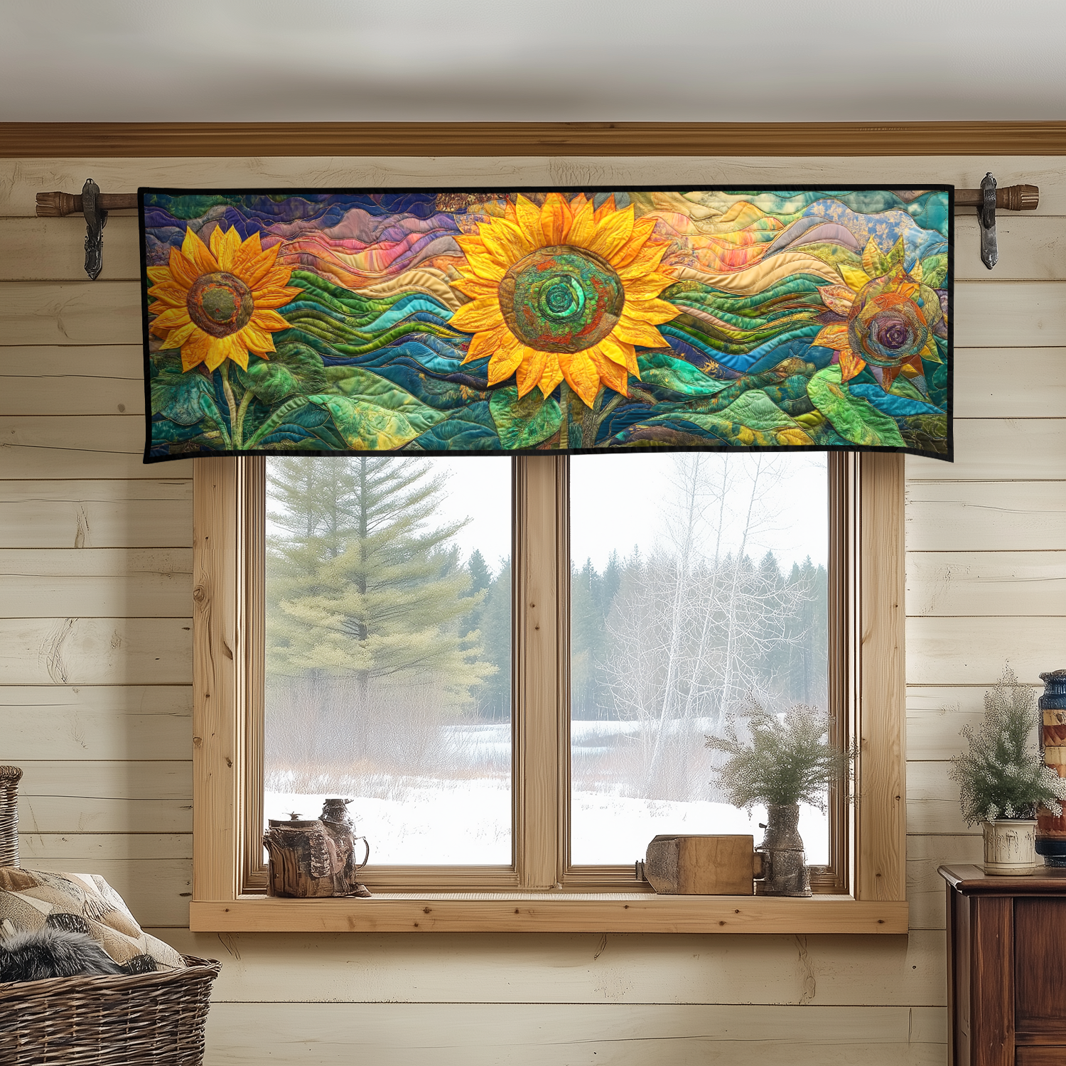 Golden Bloom Quilted Valance Dining Table Decor Flower Daisy Themed Gifts