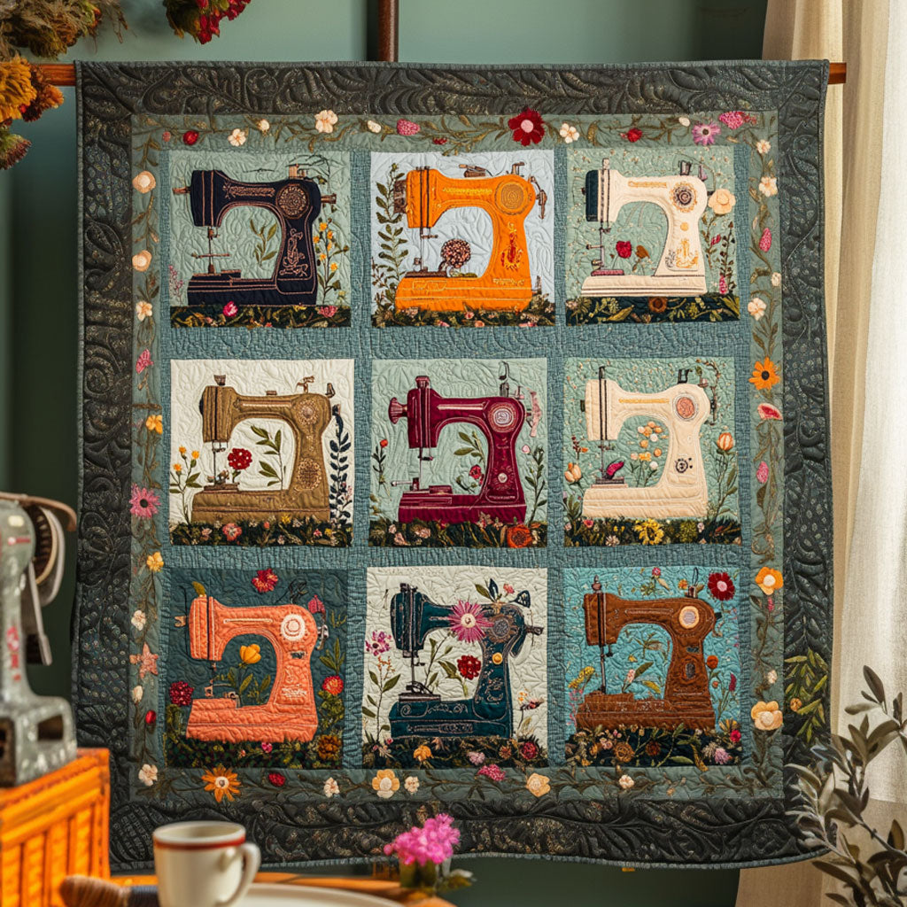 Golden Bloom Sewing Machine Quilt Lovely Quilt Blanket Gift for Holiday Celebrations