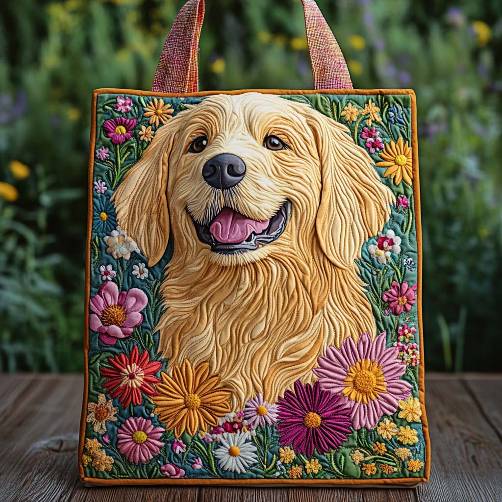 Golden Blossom Smile Quilted Tote Bag Beach Related Gift Ideas