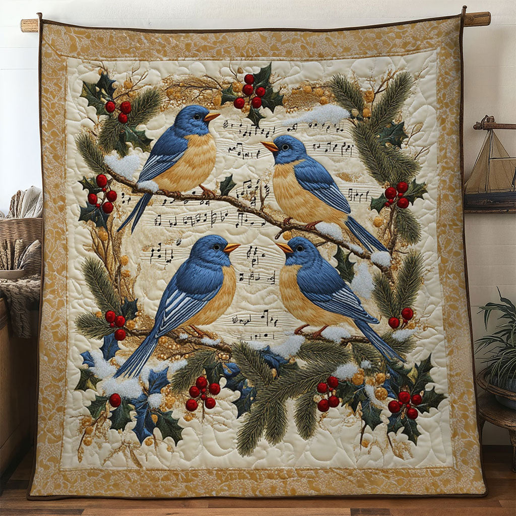Golden Bluebird Quilt Cozy Quilt Blanket for Winter Relaxation