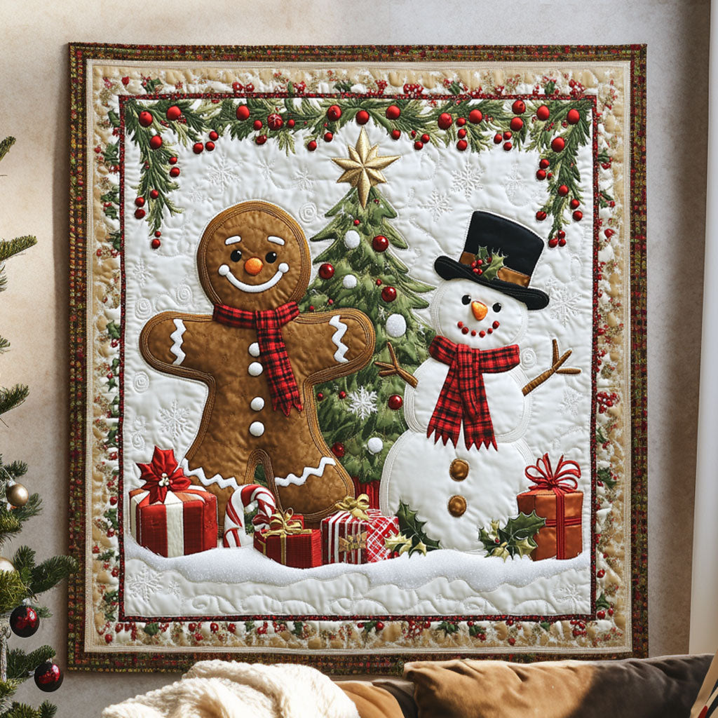 Golden Bow Gingerbread Quilt Blanket Throw Blankets For Couch Christmas Gift Ideas For Dad