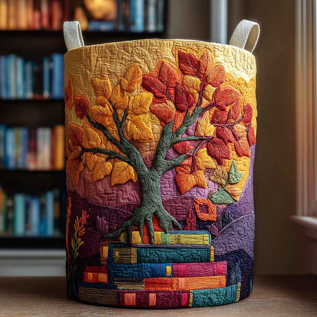 Golden Branch Quilted Laundry Basket Home Essential Gift Quilted Laundry Basket with Style