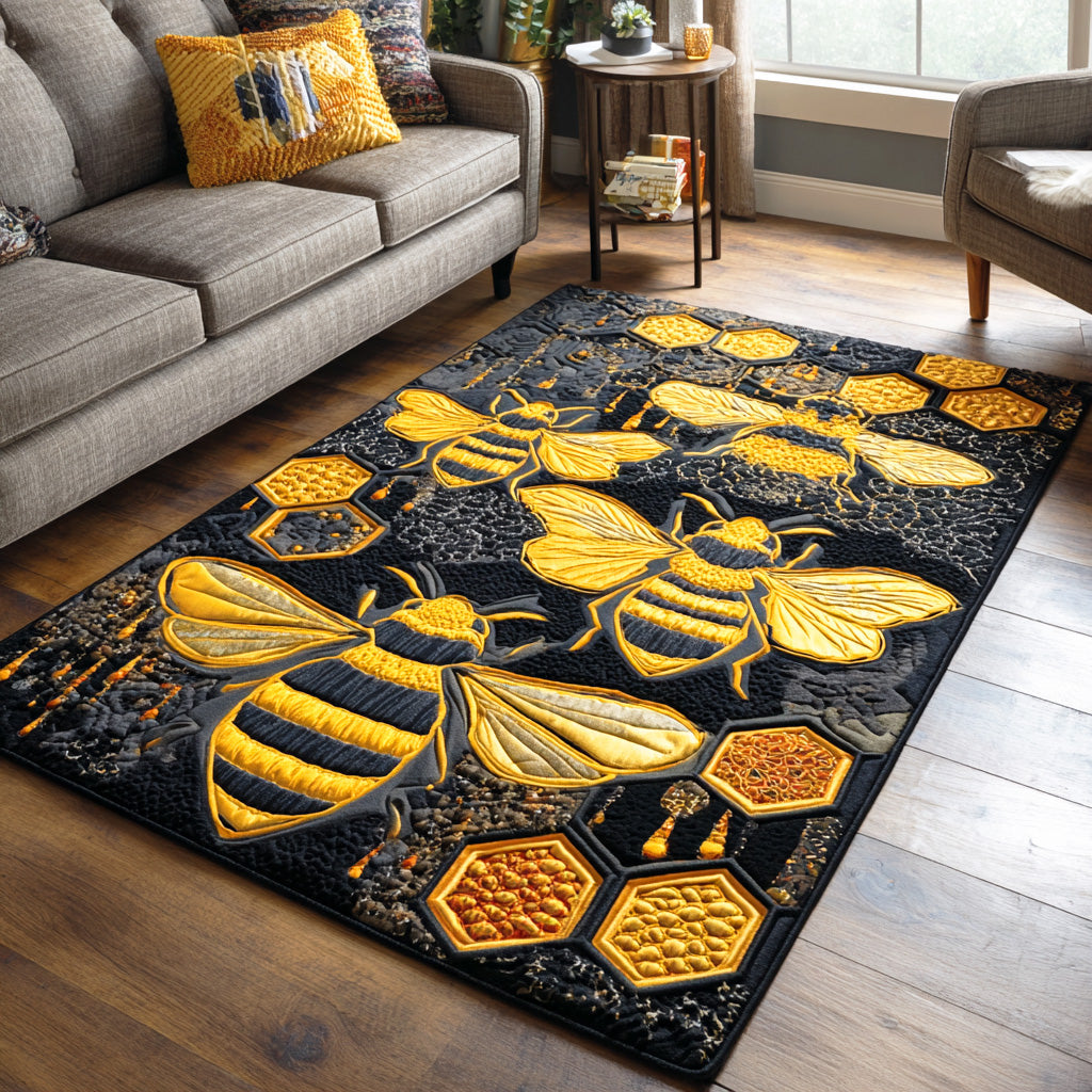 Golden Buzz Area Rug Christmas Decor Gifts For Beekeepers