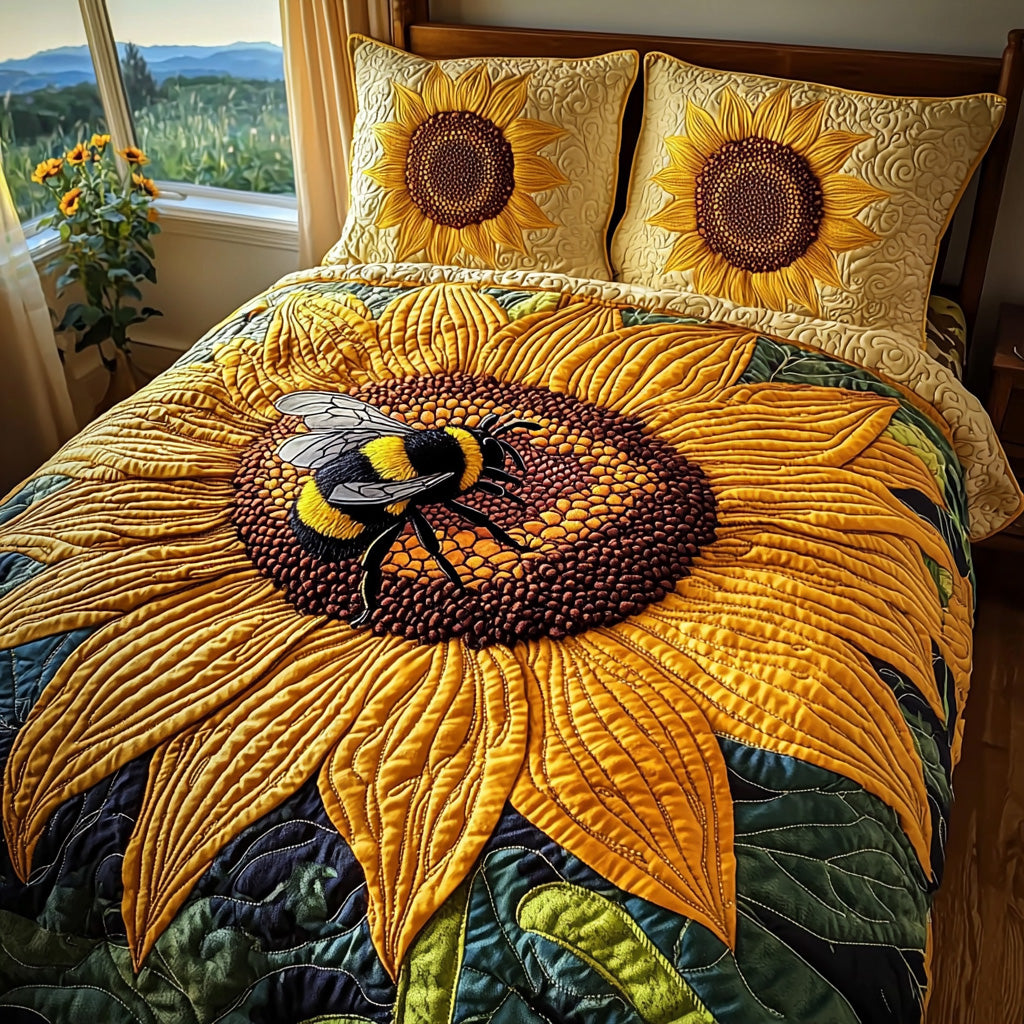 Golden Buzz Quilted Bedding Set Ultra-Soft Bedding Set for a Hotel-Like Experience