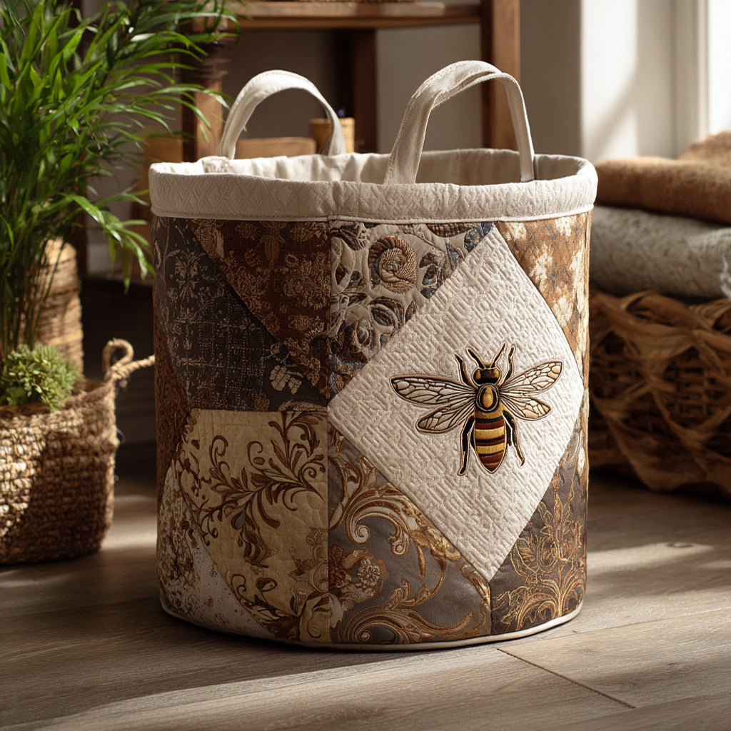 Golden Buzz Quilted Laundry Basket Premium Quilted Laundry Basket with Sturdy Handles