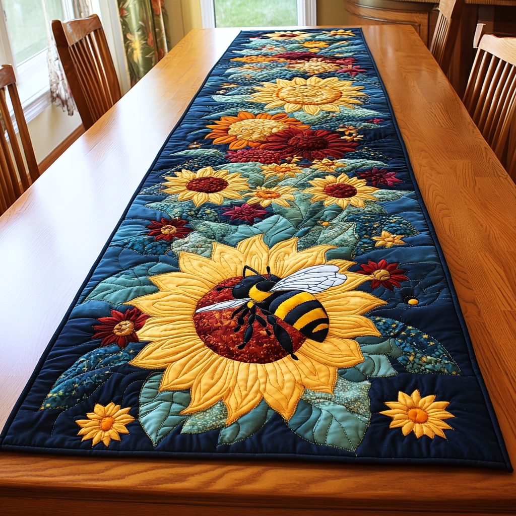 Golden Buzz Quilted Table Runner Dining Table Decor Bee Inspired Gifts