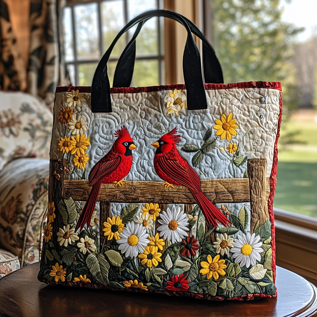 Golden Cardinal Quilted Tote Bag Cardinal Christmas Gift Ideas