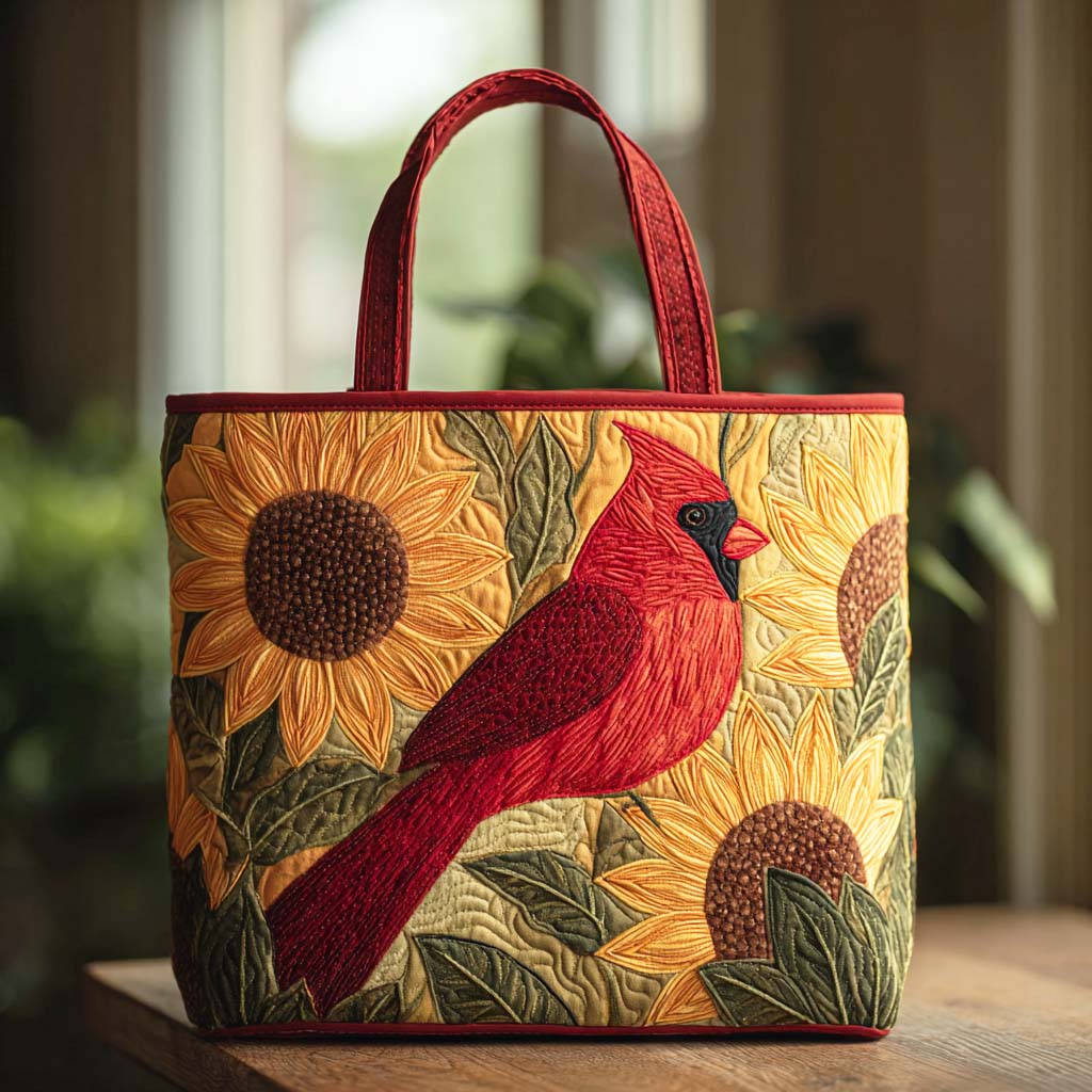 Golden Cardinal Quilted Tote Bag Unique Cardinal Gifts