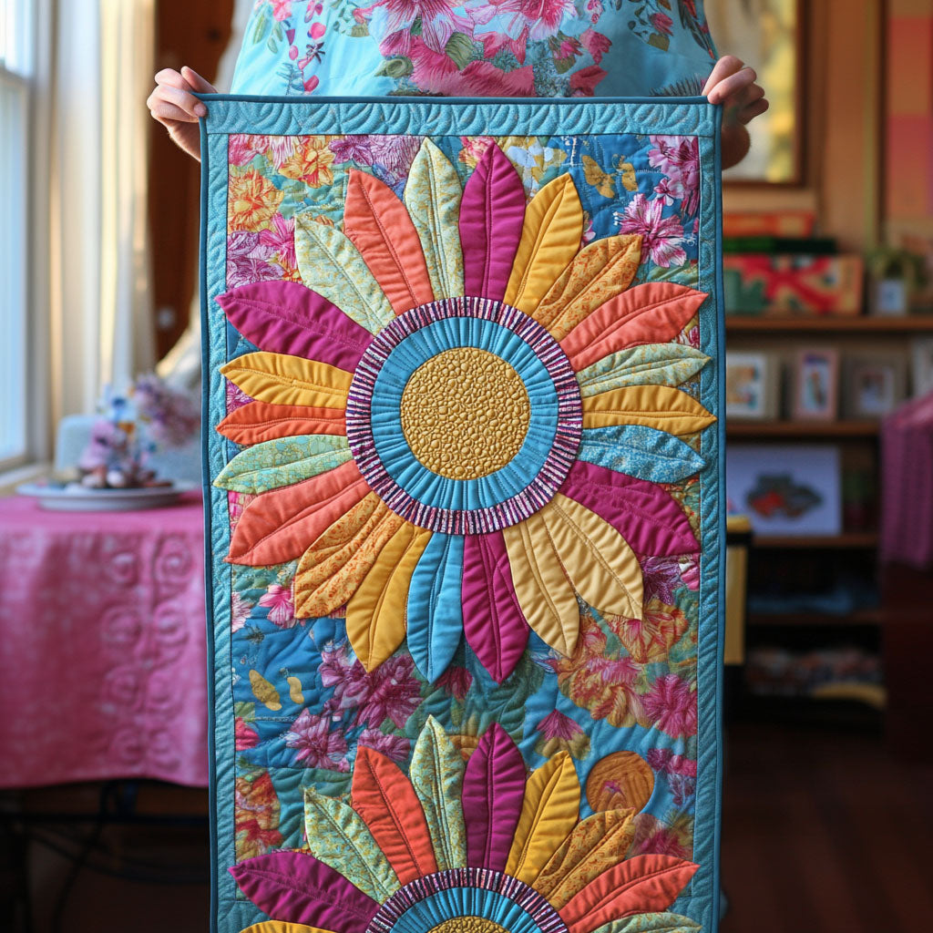 Golden Charm Quilted Table Runner Dining Room Decor Best Gifts For Flower Lovers