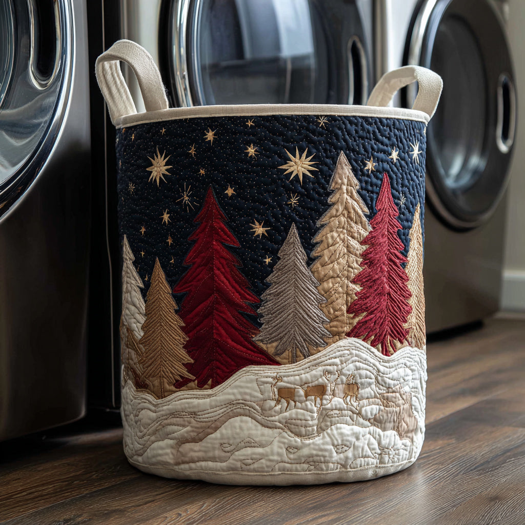 Golden Christmas Tree Quilted Laundry Basket Perfect Quilted Laundry Organizer Gift for the Holidays