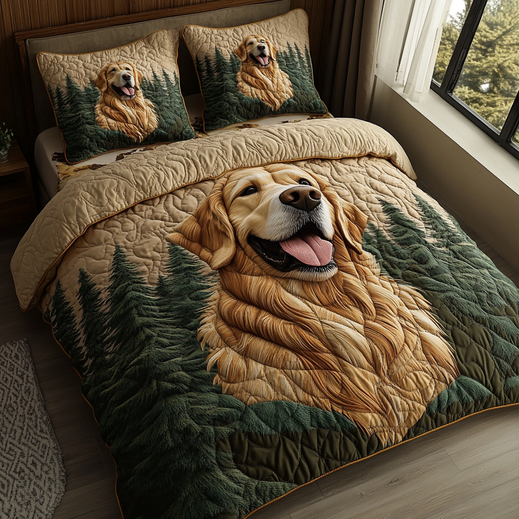 Golden Companion Quilted Bedding Set Best Comforter Sets Unique Golden Retriever Gifts