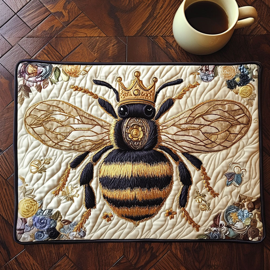 Golden Crown Bee Quilted Placemat Dining Table Accessories Presents For Beekeepers