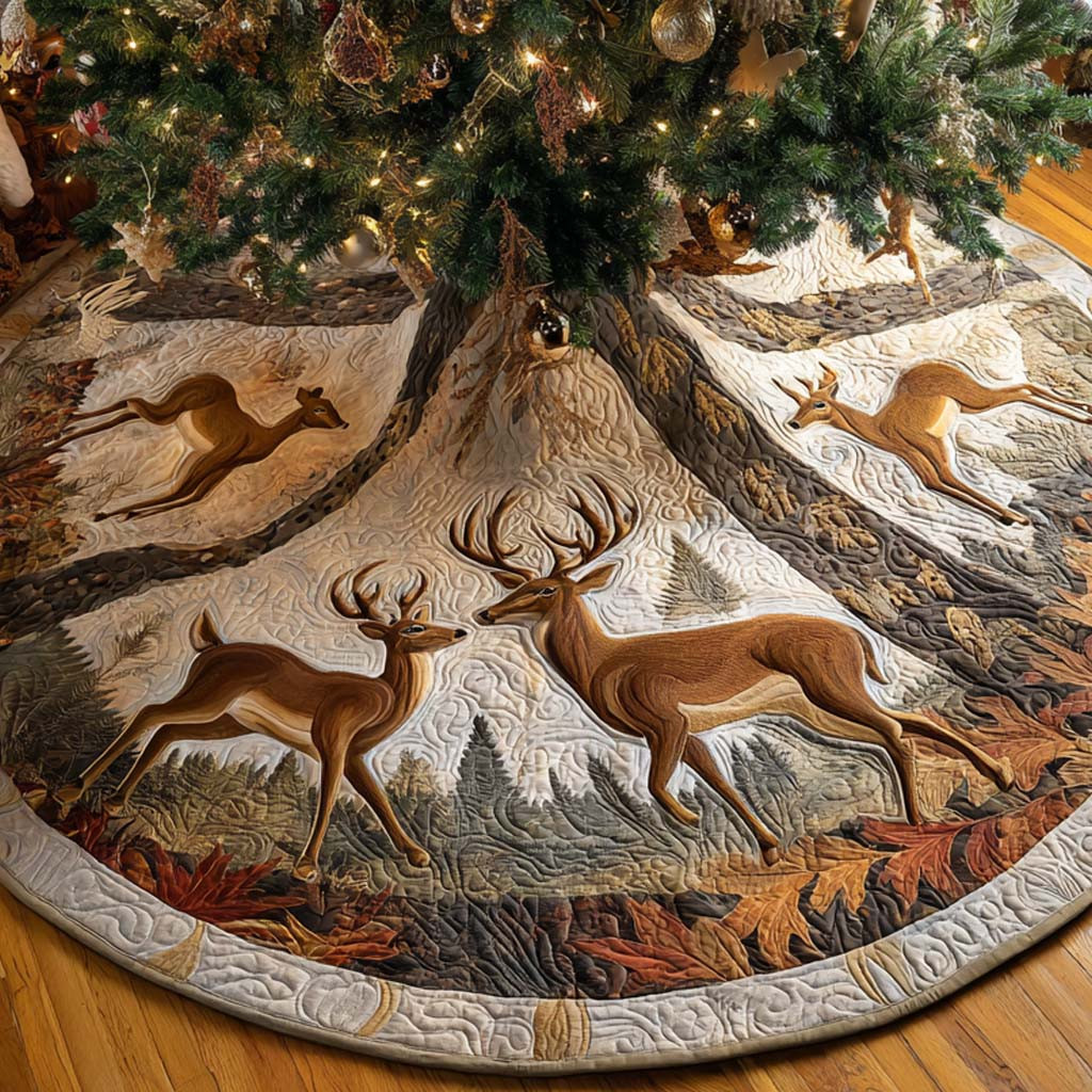 Golden Dawn Quilted Tree Skirt Animal Themed Christmas Tree Decorations Xmas Presents