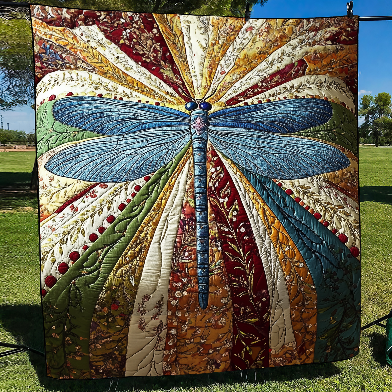 Golden Dragonfly Quilted Blanket Christmas Holiday Dragonfly Gifts For Girl