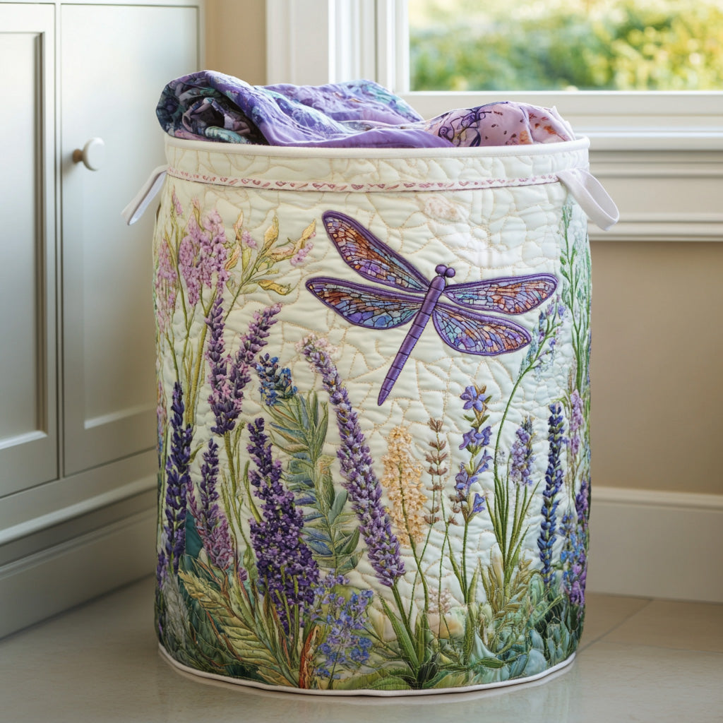 Golden Dragonfly Quilted Laundry Basket Holiday Gift For Laundry Lovers