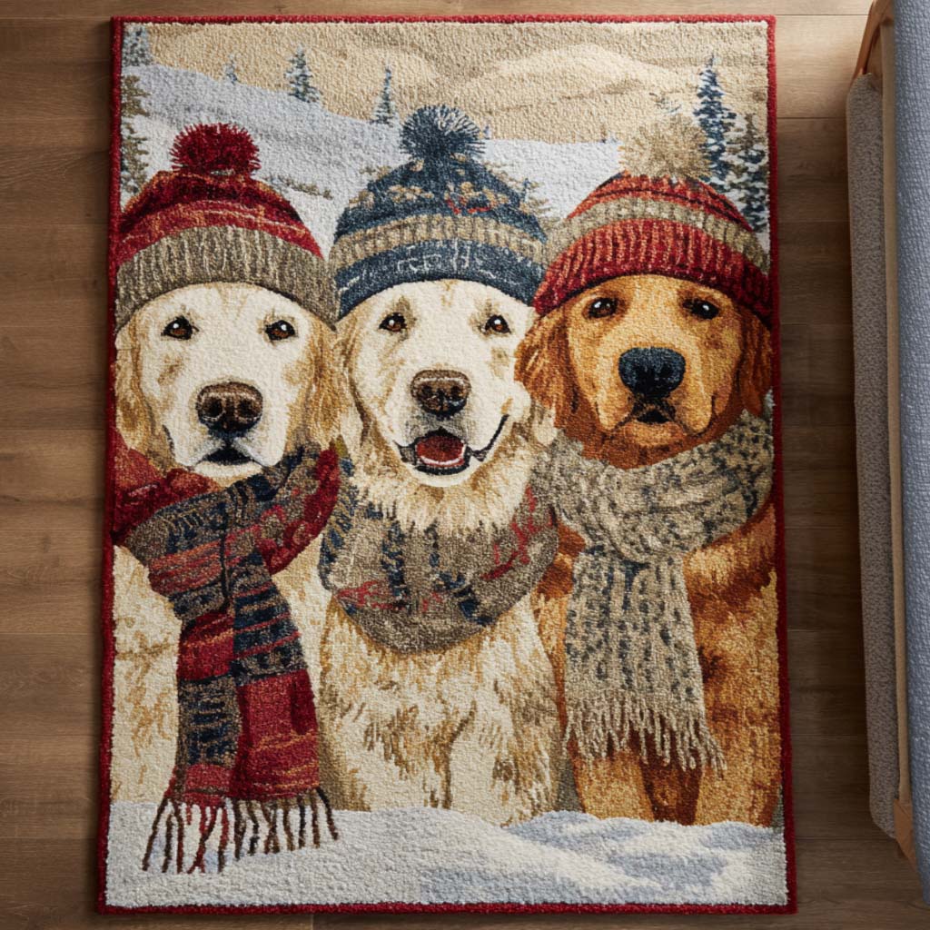 Golden Dreams Area Rug Christmas House Decor Top Gifts For Dog Owners