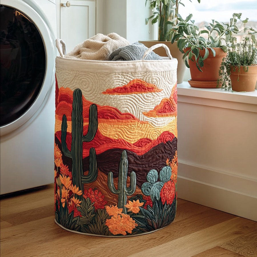 Golden Dunes Quilted Laundry Basket Holiday Gift For Laundry Lovers