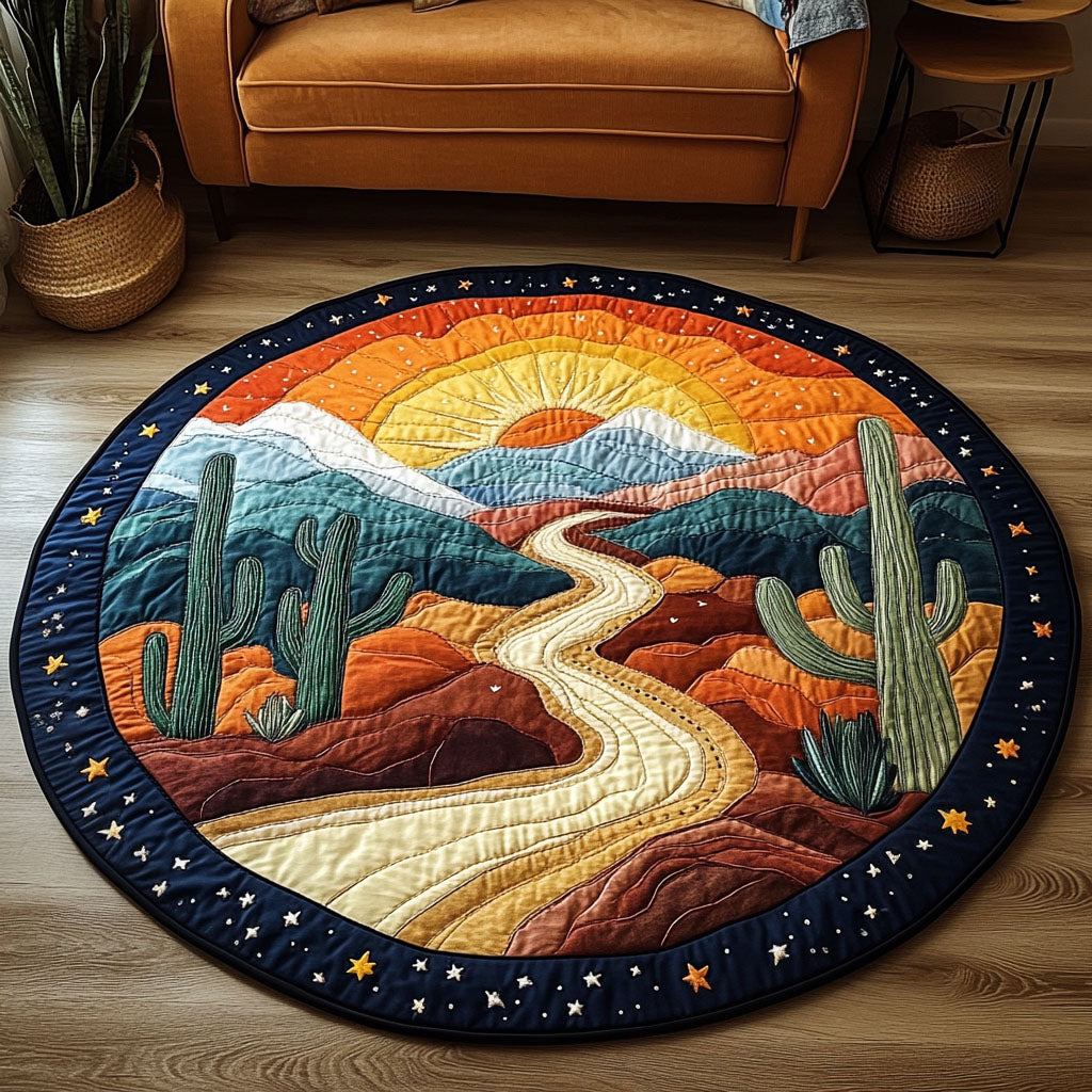 Golden Dunes Quilted Round Mat Front Entryway Ideas Cactus Themed Gifts