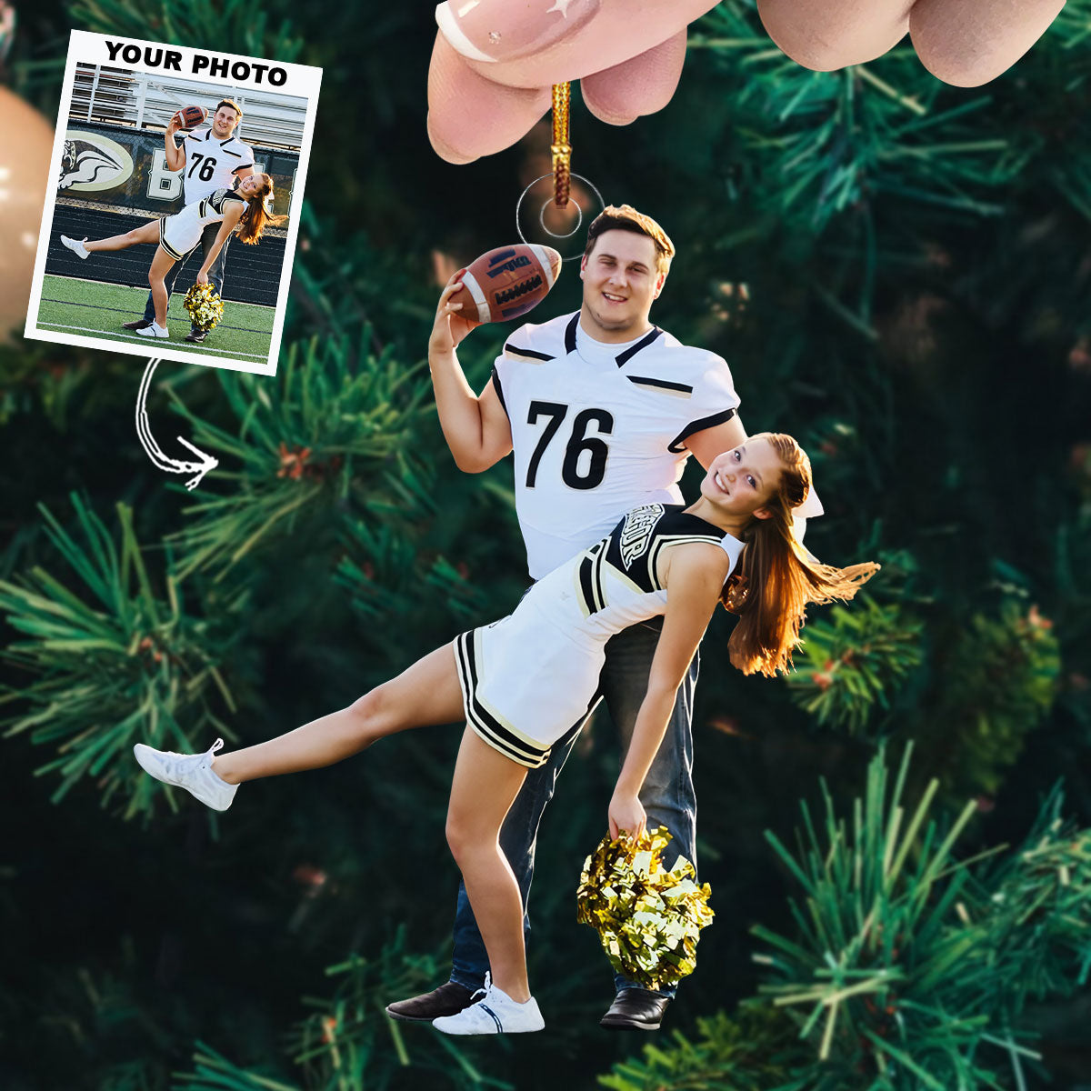 Golden Duo Personalized Photo Mica Ornament Gift For Couple Family Members