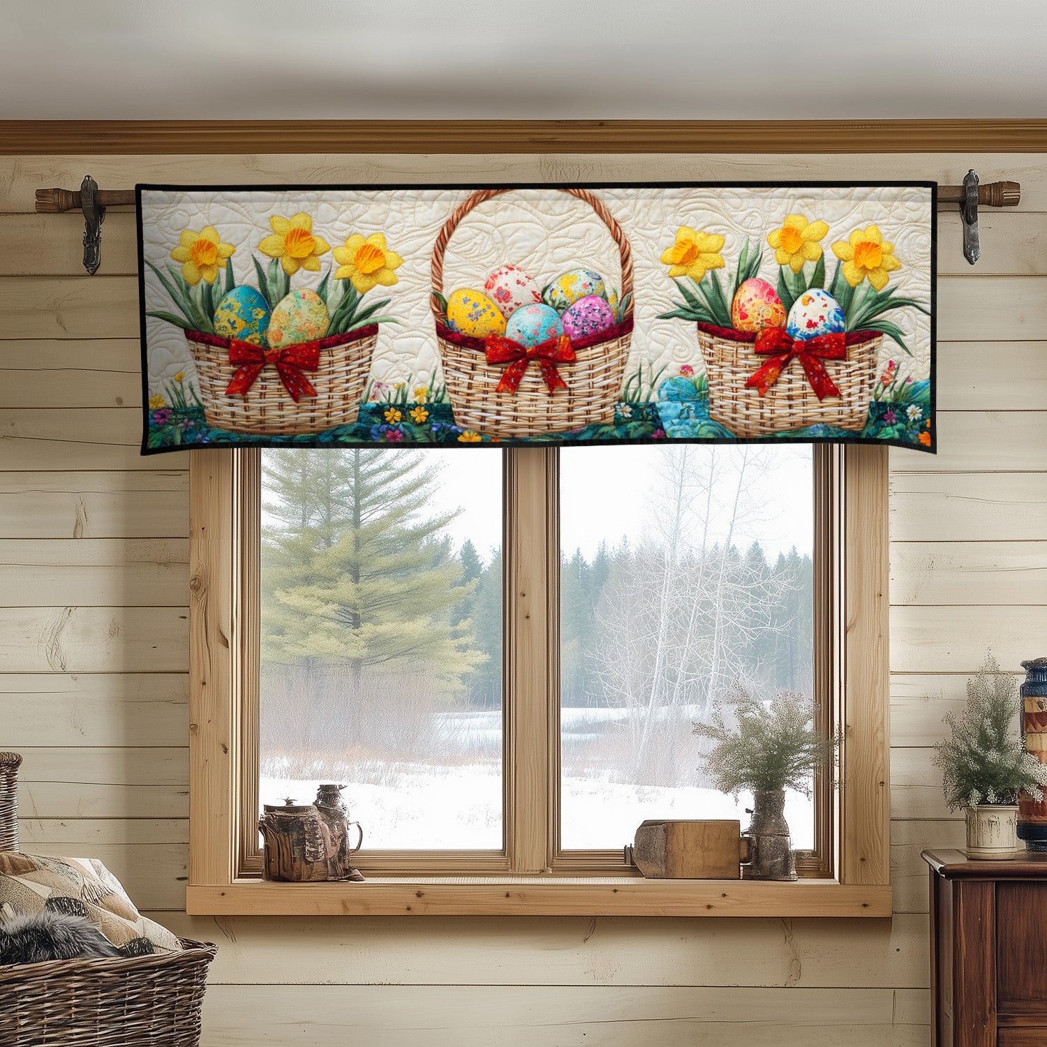 Golden Easter Baskets Quilted Valance Window Valances For Bedroom Unique Easter Gifts