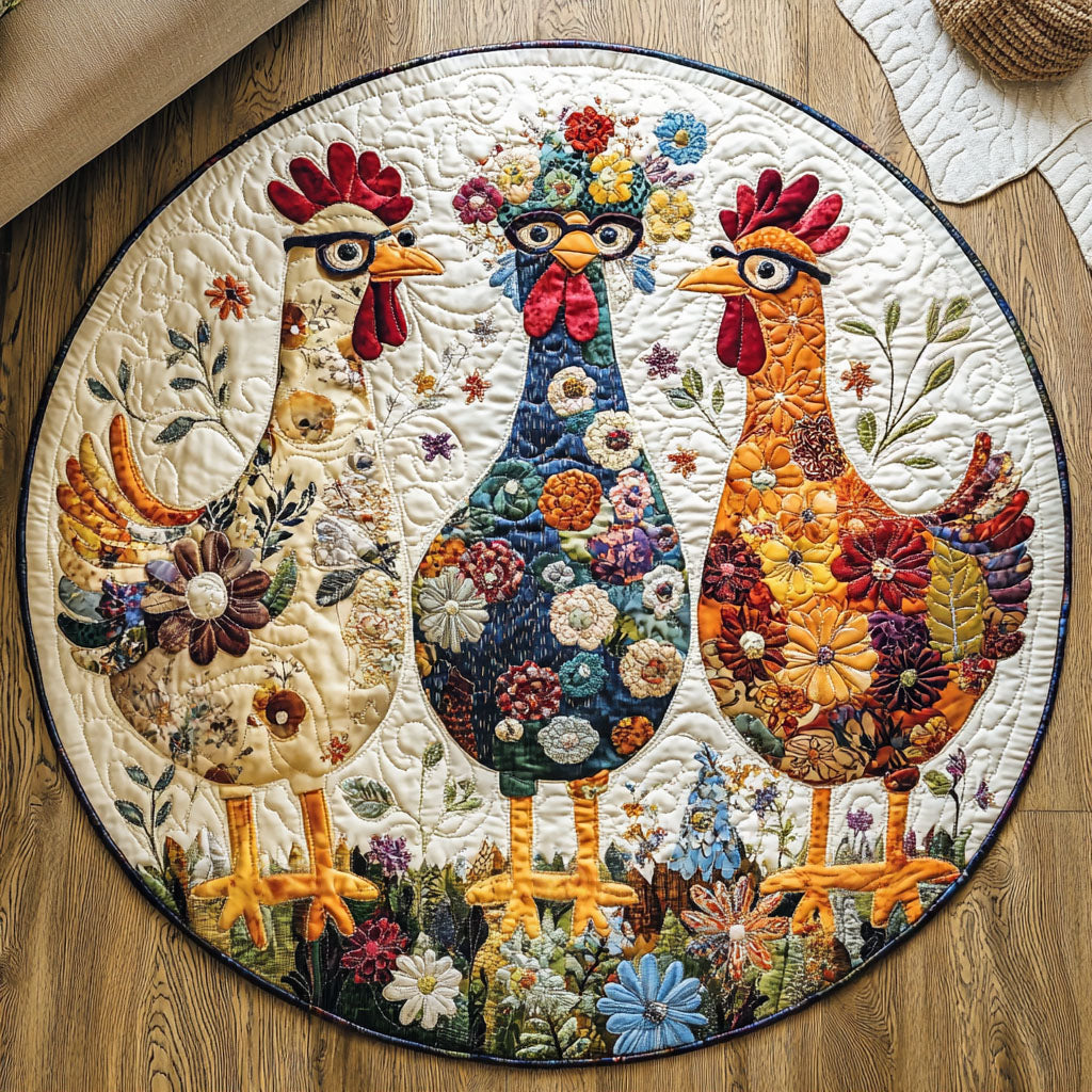Golden Egg Glory Quilted Round Mat Home Front Door Design Cool Farmer Gifts