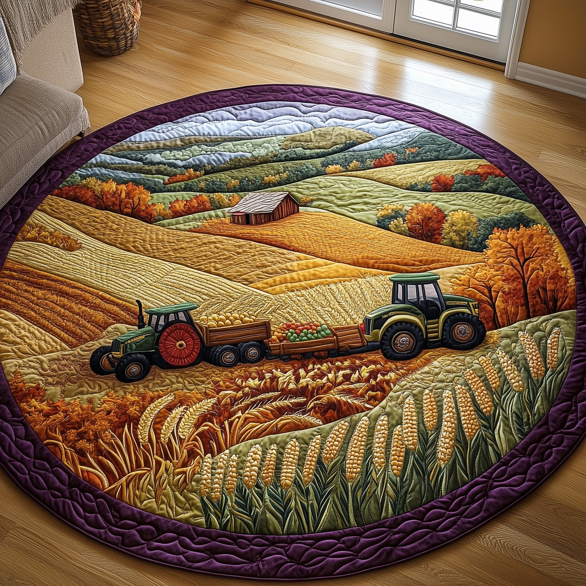 Golden Farm Fields Quilted Round Mat Gftohd7627 Gift For Him