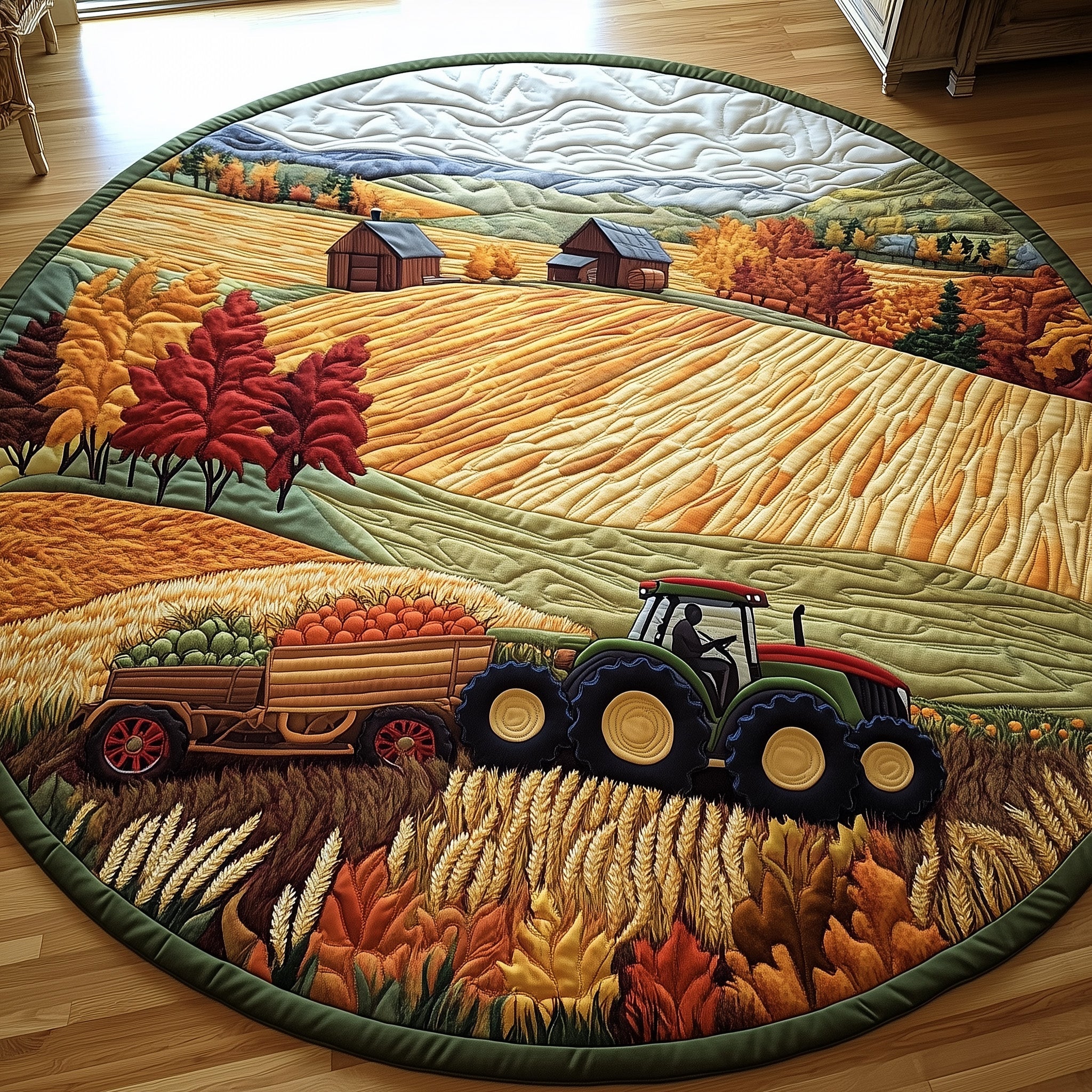 Golden Farm Fields Quilted Round Mat Gftohd7629 Gift For Her
