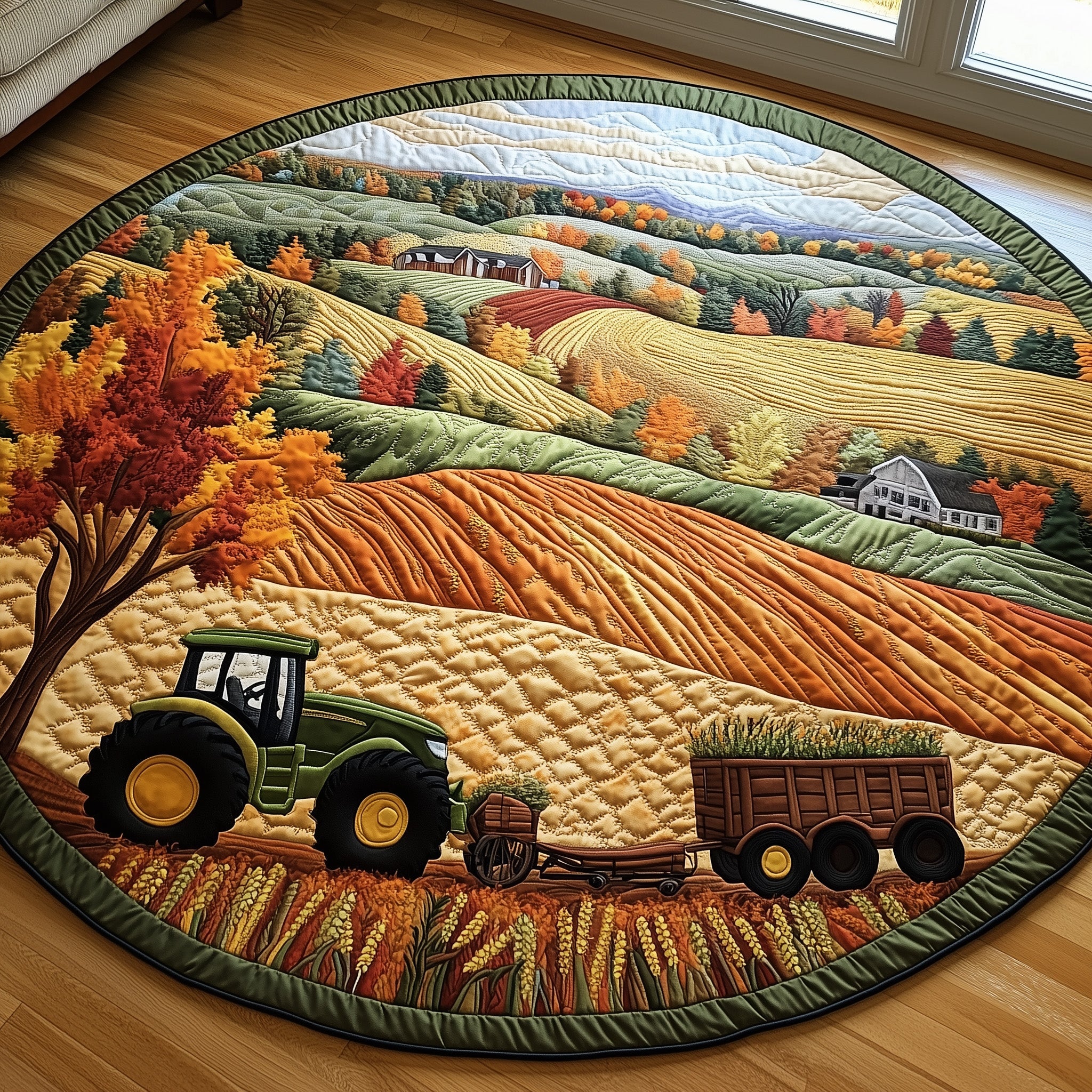 Golden Farm Fields Quilted Round Mat Gftohd7630 Gift For Dad