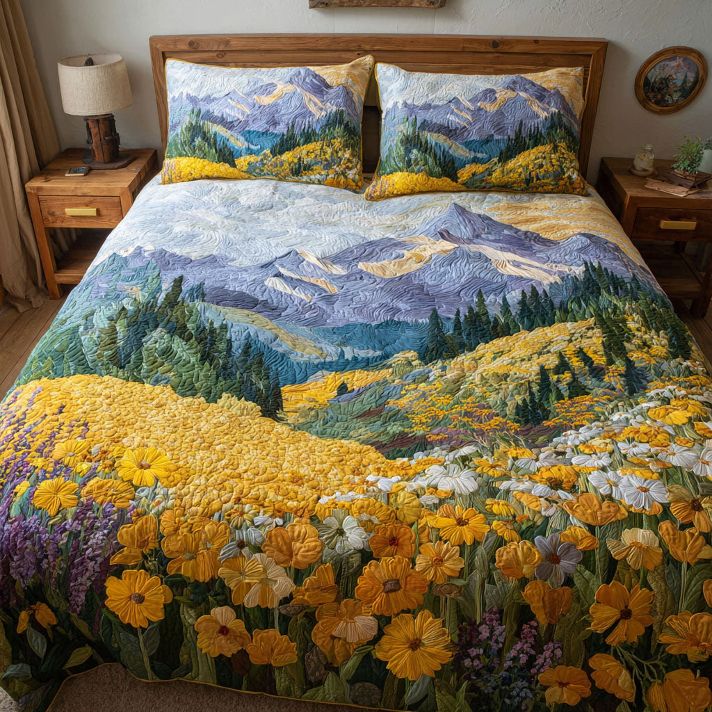 Golden Field Quilted Bedding Set Bed Decor Ideas Gifts For Flower Enthusiasts
