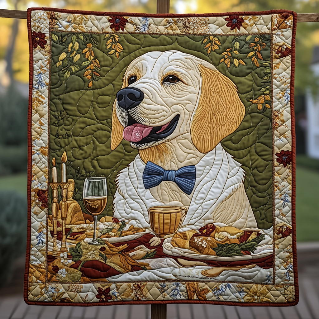 Golden Fields of Joy Quilted Blanket Labrador Retriever Blanket Dog Gift Ideas For Dog Owners
