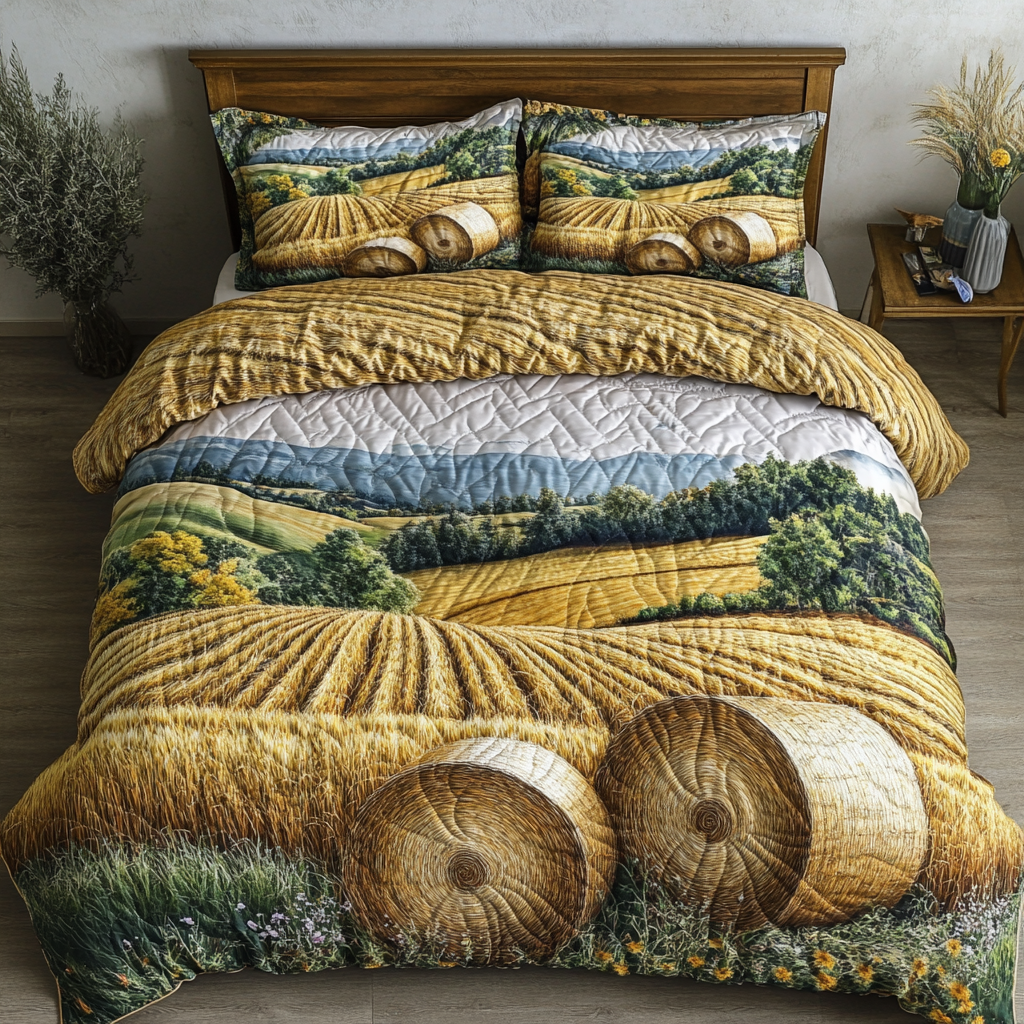Golden Fields Quilted Bedding Set Farmhouse Bedroom Decor Ideas Great Family Gifts
