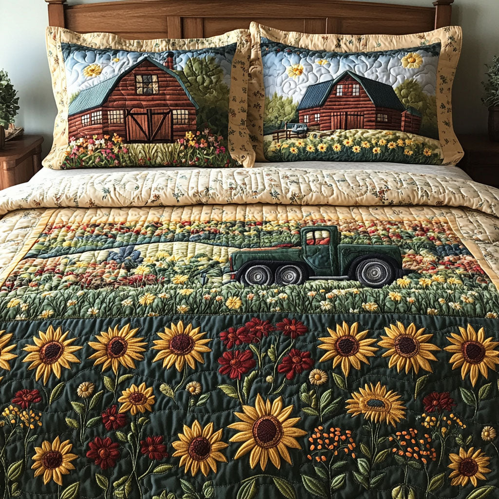 Golden Fields Quilted Bedding Set Warm and Breathable Bedding Set for All Seasons
