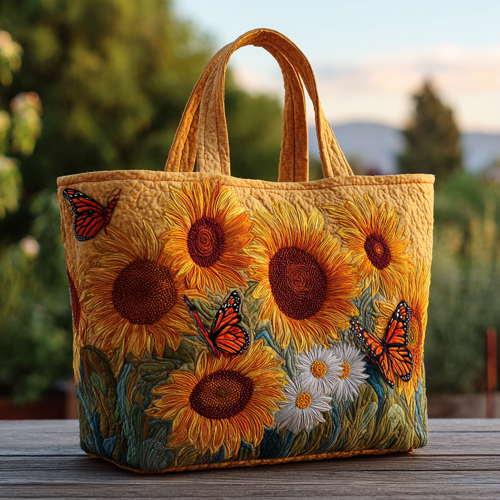 Golden Fields Quilted Tote Bag Best Gifts For Flower Lovers