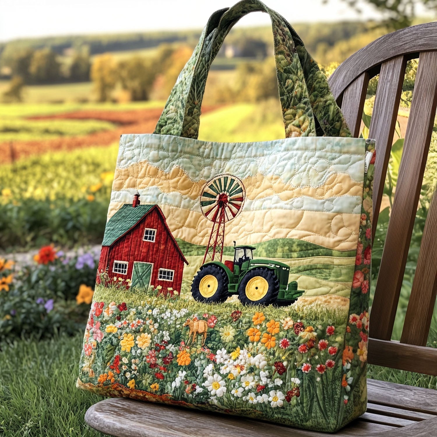 Golden Fields Quilted Tote Bag Gift For Cattle Rancher