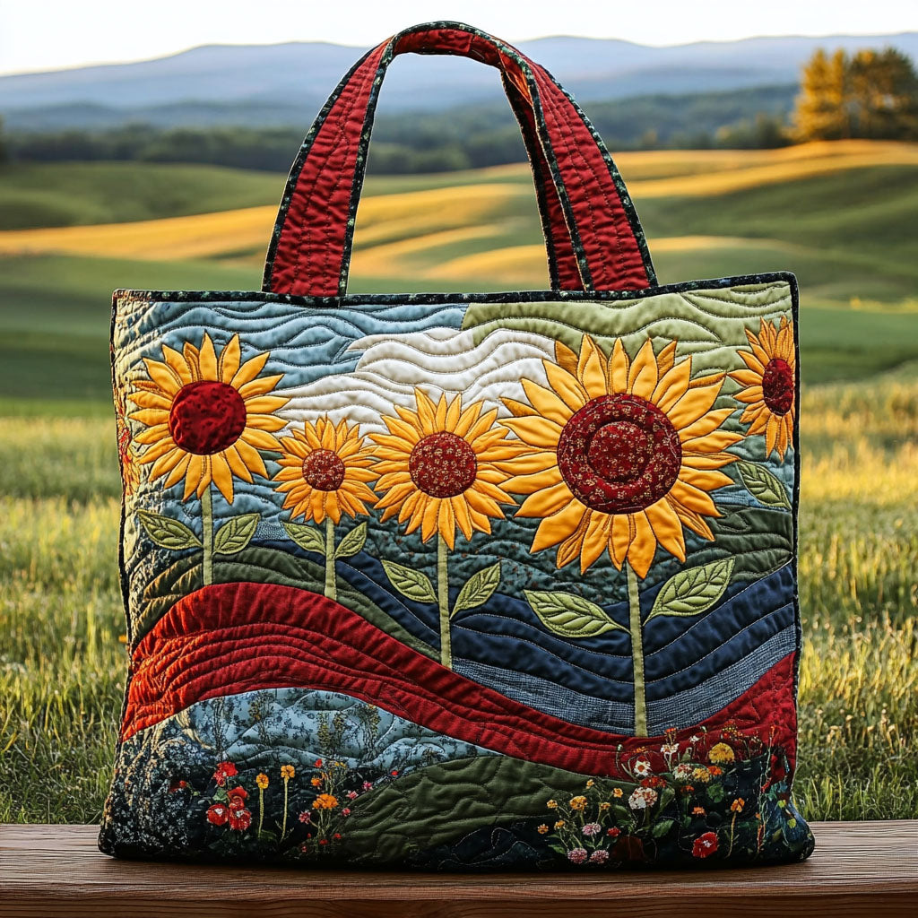 Golden Fields Quilted Tote Bag Sunflower Gift Items