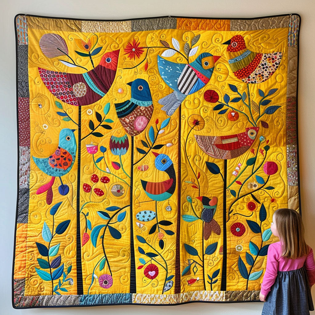 Golden Finch Floral Quilted Blanket Gift Ideas For Bird Lovers