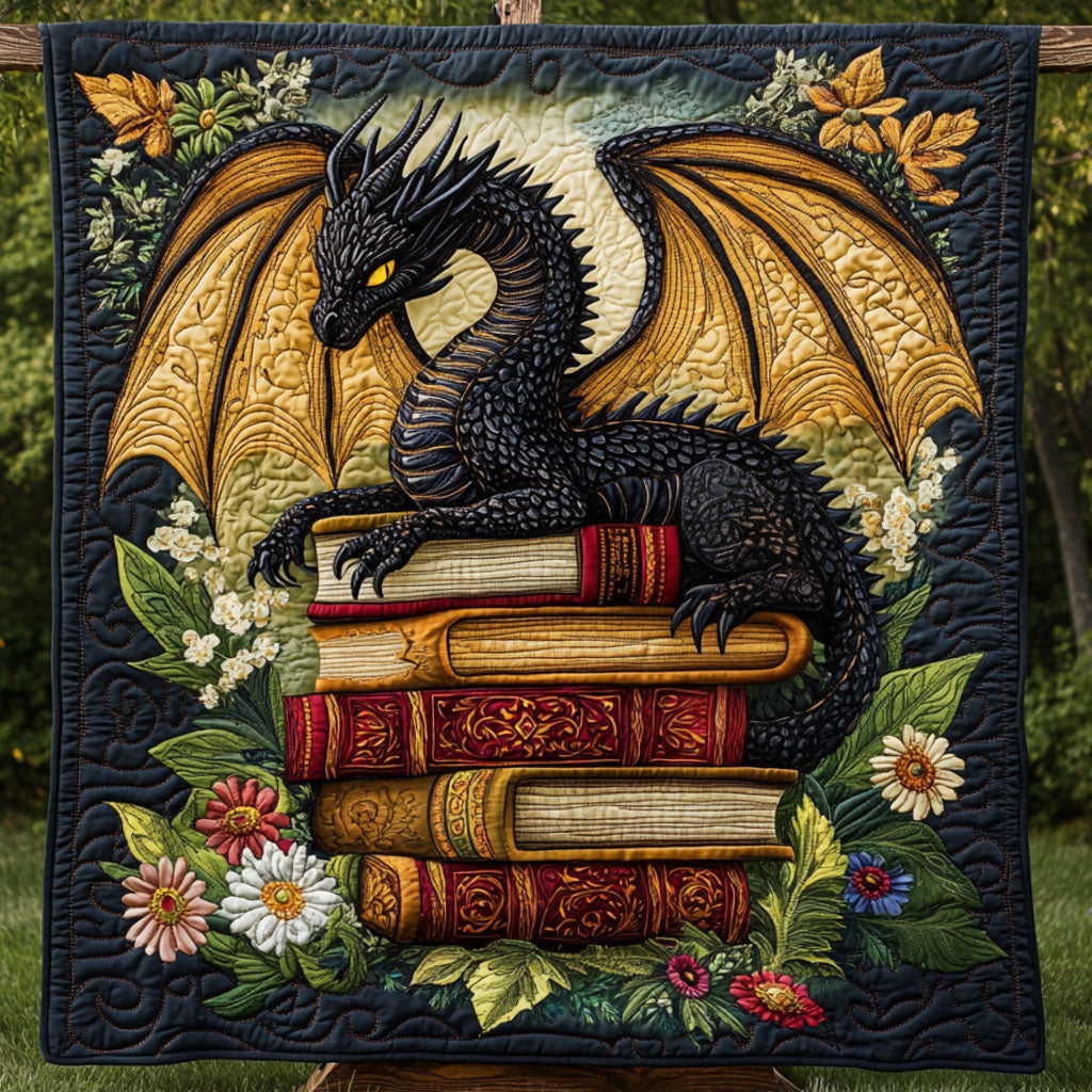 Golden Flame Sentinel Quilted Blanket Sofa Couch Throw Blanket Best Gift For Dragon Lovers