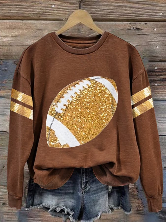 Golden Football Graphic Sweatshirt Football Themed Clothing Unique Gifts For Mother
