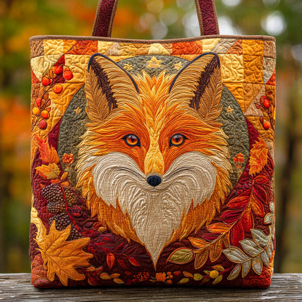 Golden Fox Quilted Tote Bag Autumn Inspired Gifts