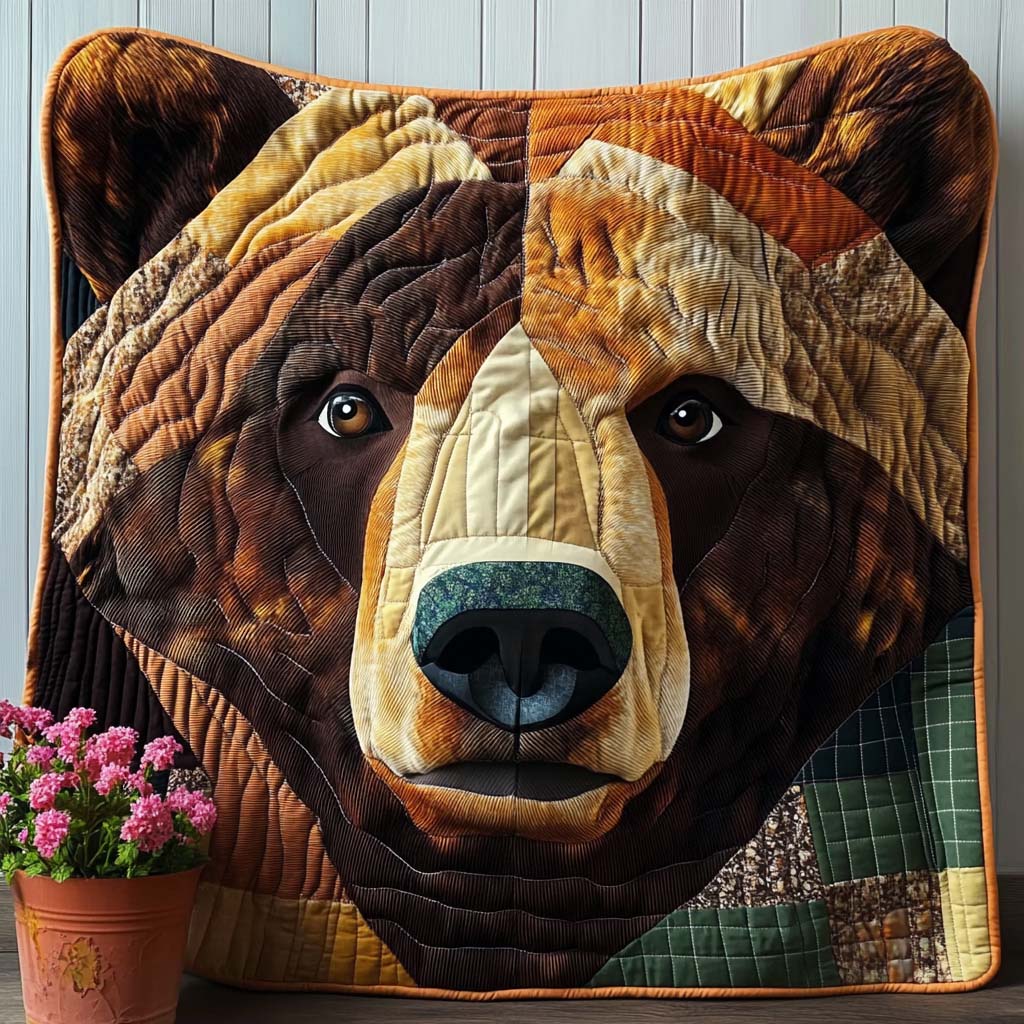 Golden Fur Trail Quilted Blanket Best Throw Blanket Christmas Bear Gifts