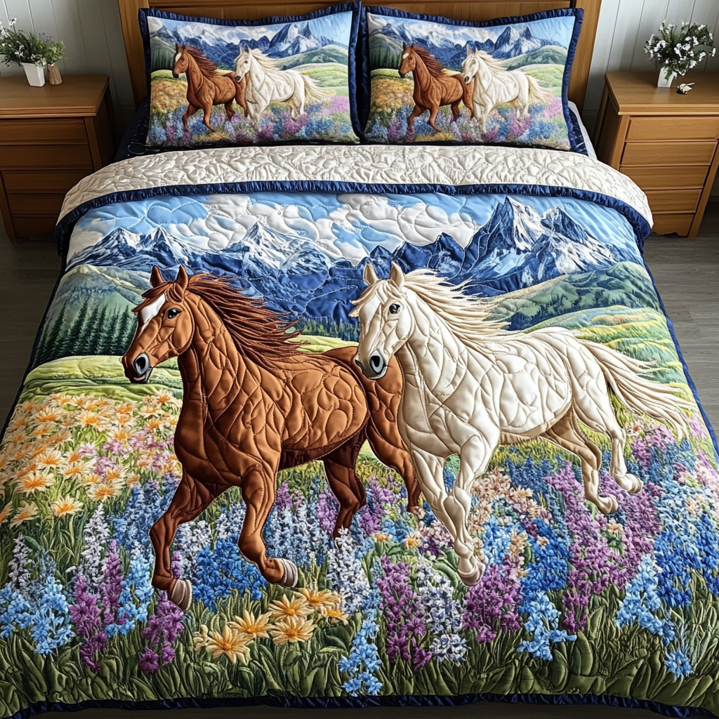 Golden Gallop Quilted Bedding Set Bed Decor Ideas Horsey Gifts For Friends