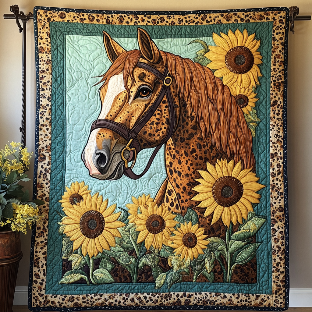 Golden Gallop Quilted Blanket Sofa Couch Throw Blanket Gifts For Female Horse Lovers