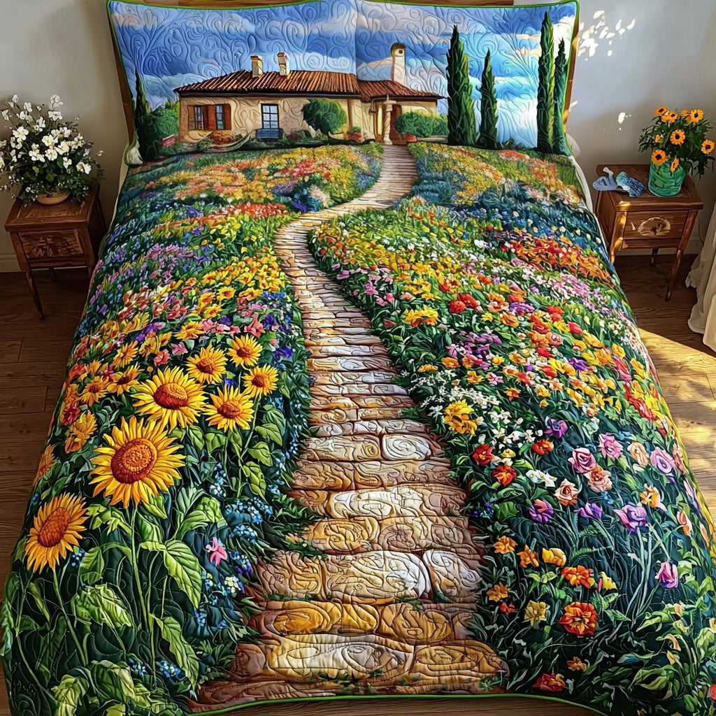 Golden Garden Quilted Bedding Set Bed Decor Sunflower Gifts For Women