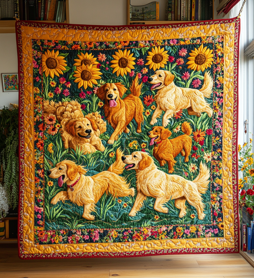 Golden Garden Quilted Blanket Dog Gift Ideas For Dog Owners